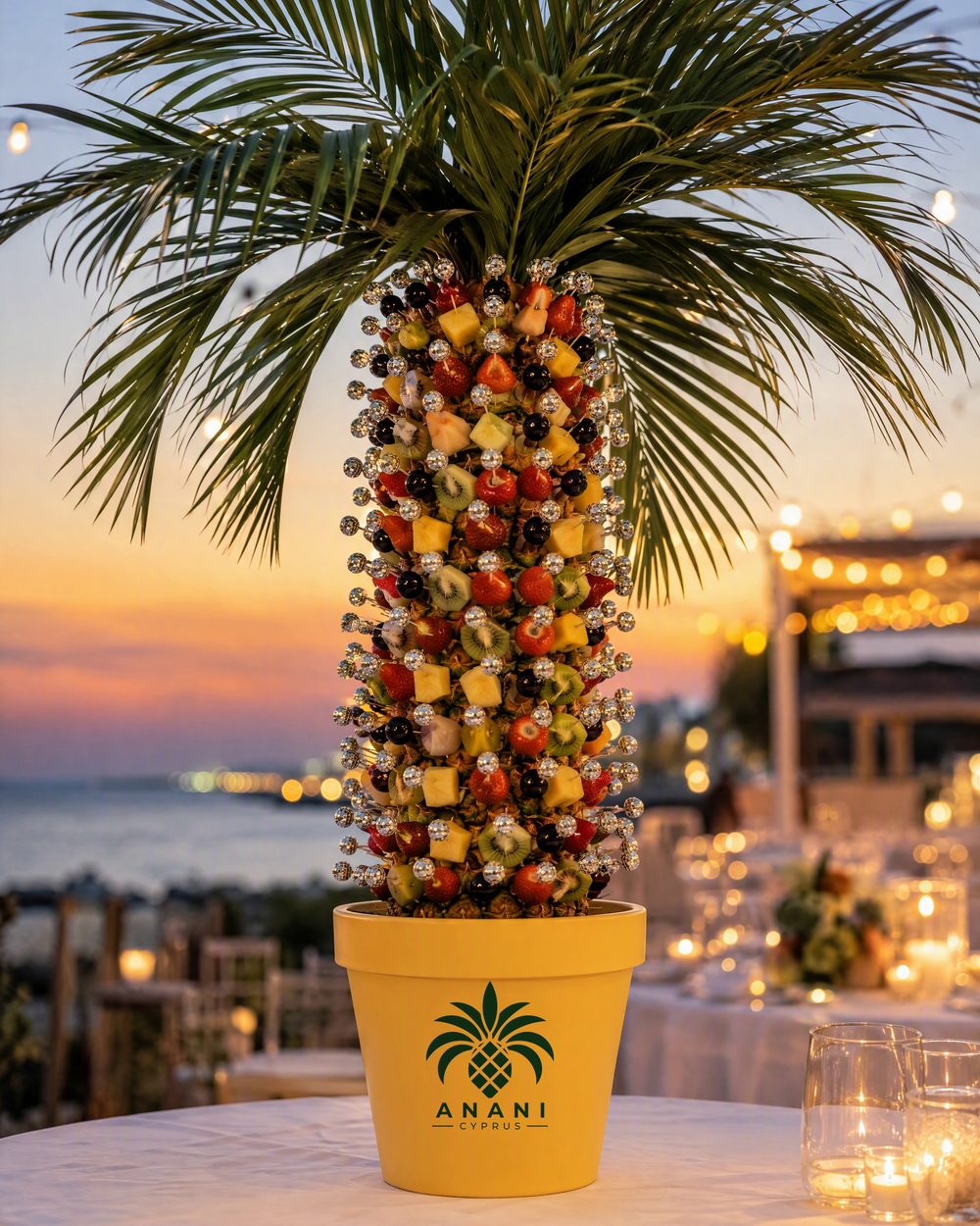 ANANI edible pineapple tree on a terrace in Limassol at golden hour